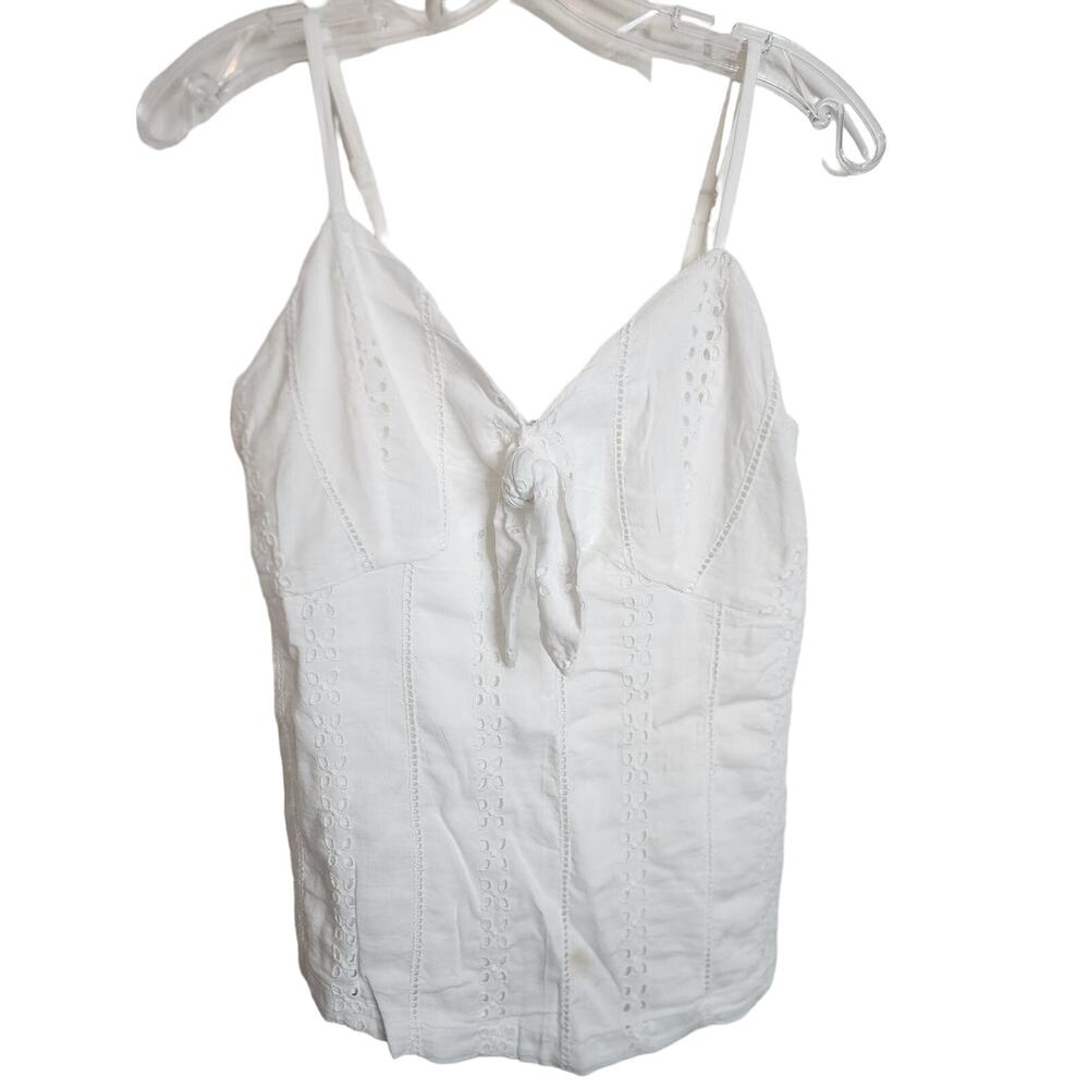Old Navy Knot Front Eyelet Tank, XS, White